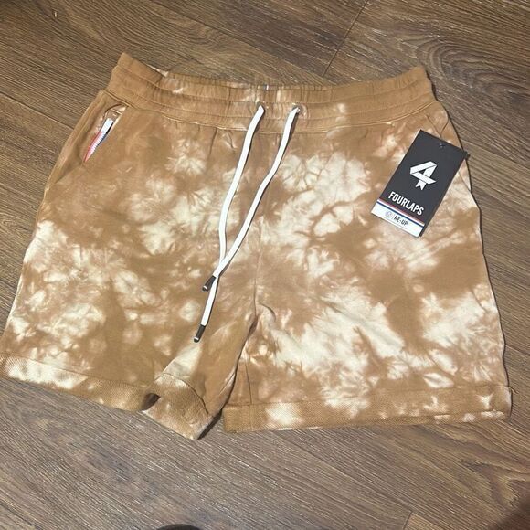 NWT 4 FourLaps‎ Womens Russet Tie Dye Drawstring Rush Active Sweat Shorts Medium - Picture 1 of 9